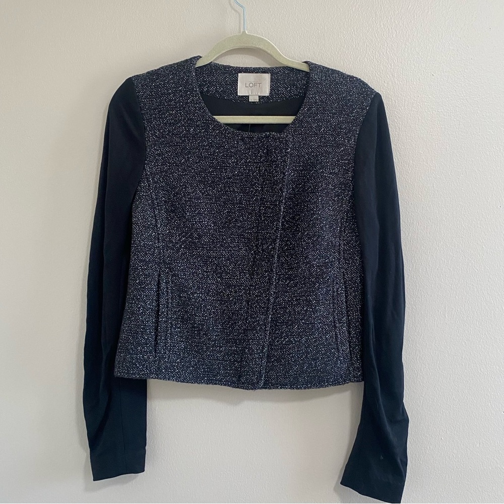 Ann Taylor Loft Mixed Material Zip Up Jacket Size 6